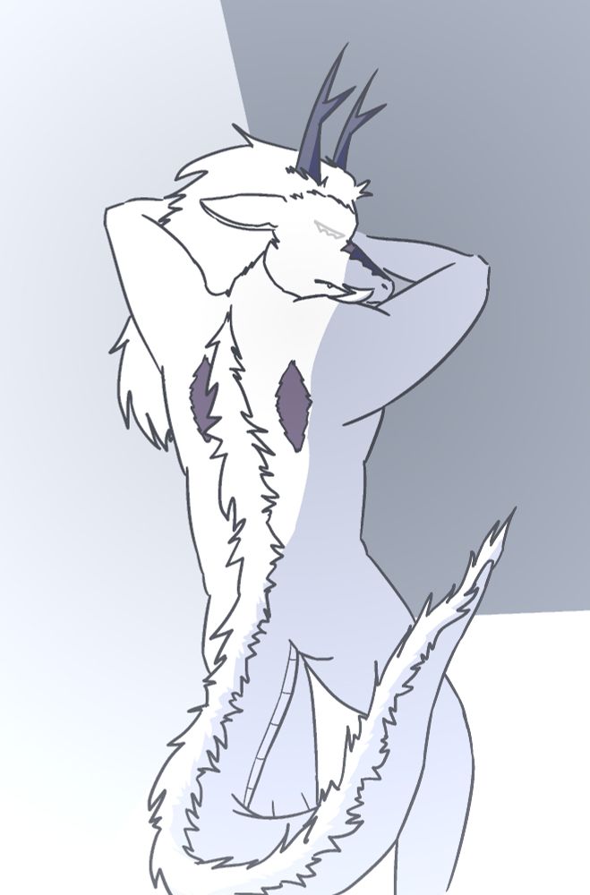 a white dragon laying on their front, enveloped in a white light