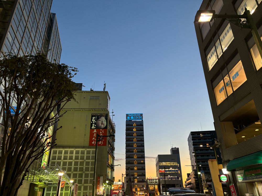 岩槻駅前クレセントモールから撮った夕焼けと風景