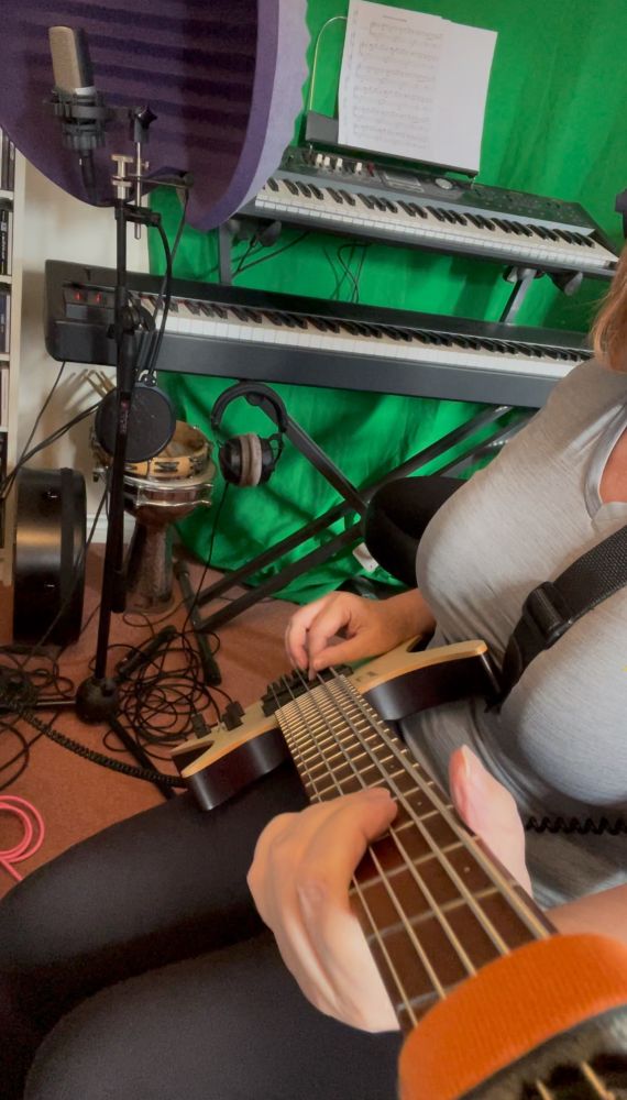 A pic of me playing my new Strandberg 5 string bass, adding to my new album.
