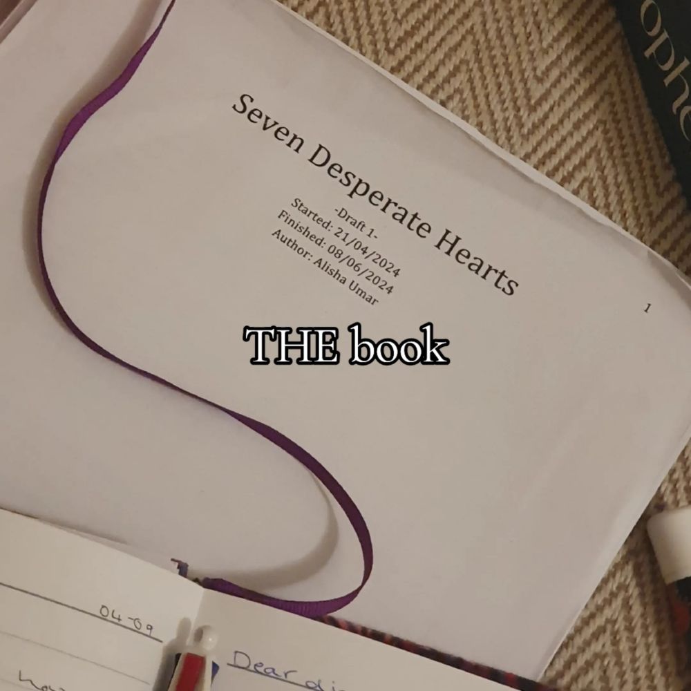 The completed first draft of my manuscript 'Seven Desperate Hearts' before editing