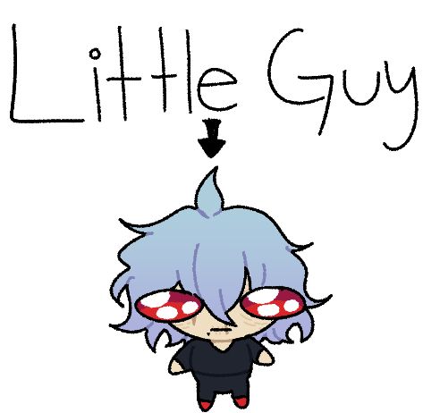 A silly chibi doodle of Shigaraki Tomura from My Hero Academia. The words "Little Guy" are above with an arrow pointing at him.