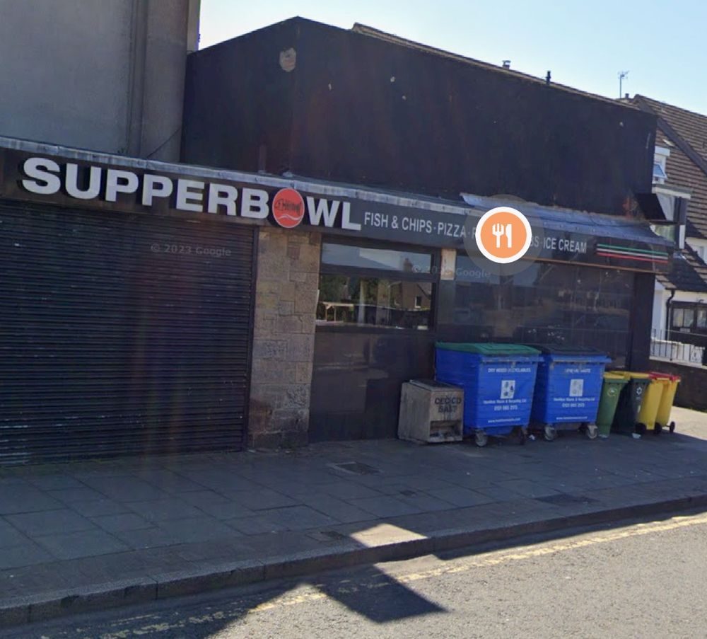 Google street view screenshot of the supperbowl fish and chip shop