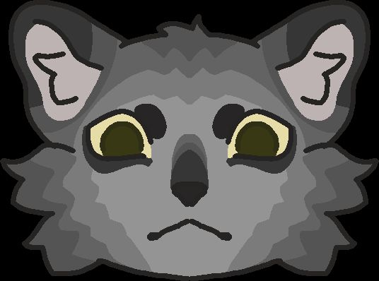 Drawing of grey cat with large green eyes