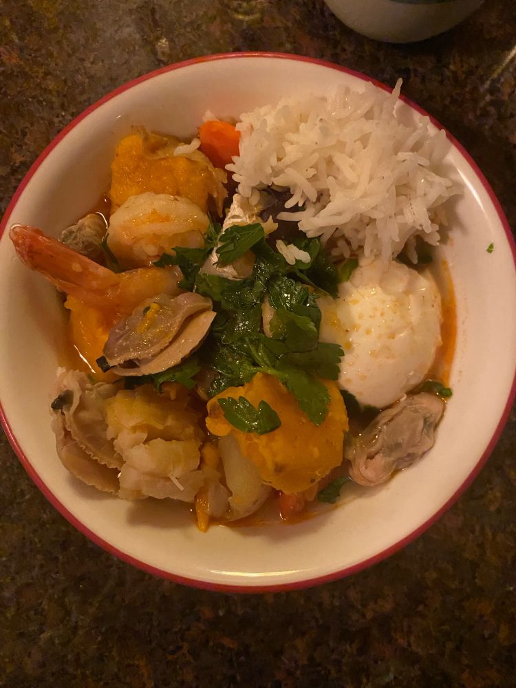 a brimming bowl of soup