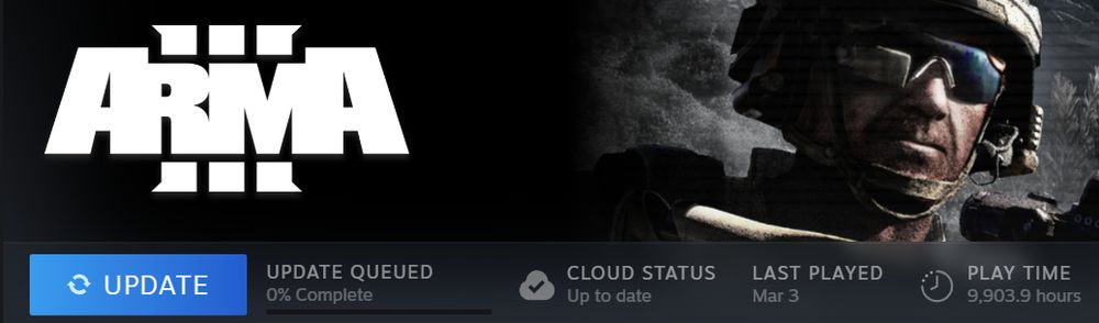 Screen grab from Steam to show how many hours played in game and editor 9,903.9 hrs