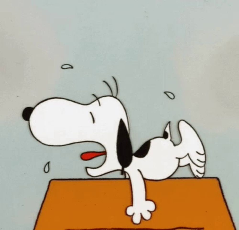 a cartoon drawing of snoopy laying on his back