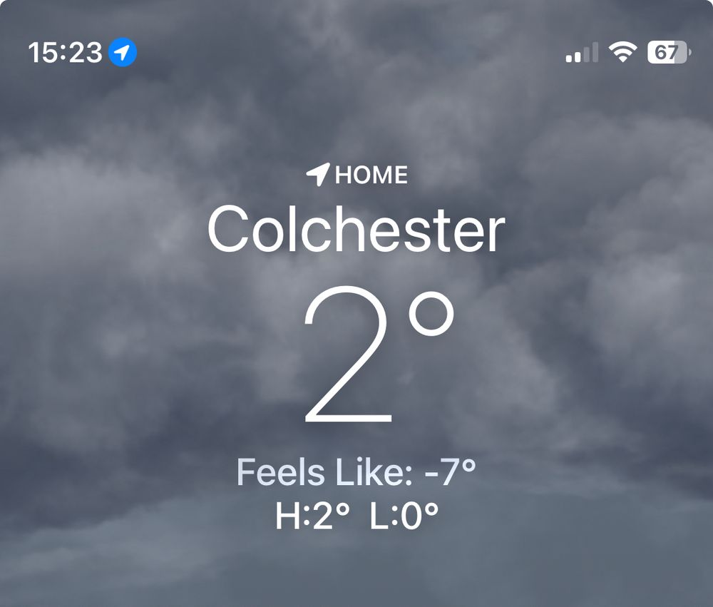 Weather app telling me that it’s 2, but with a wind chill of -7.