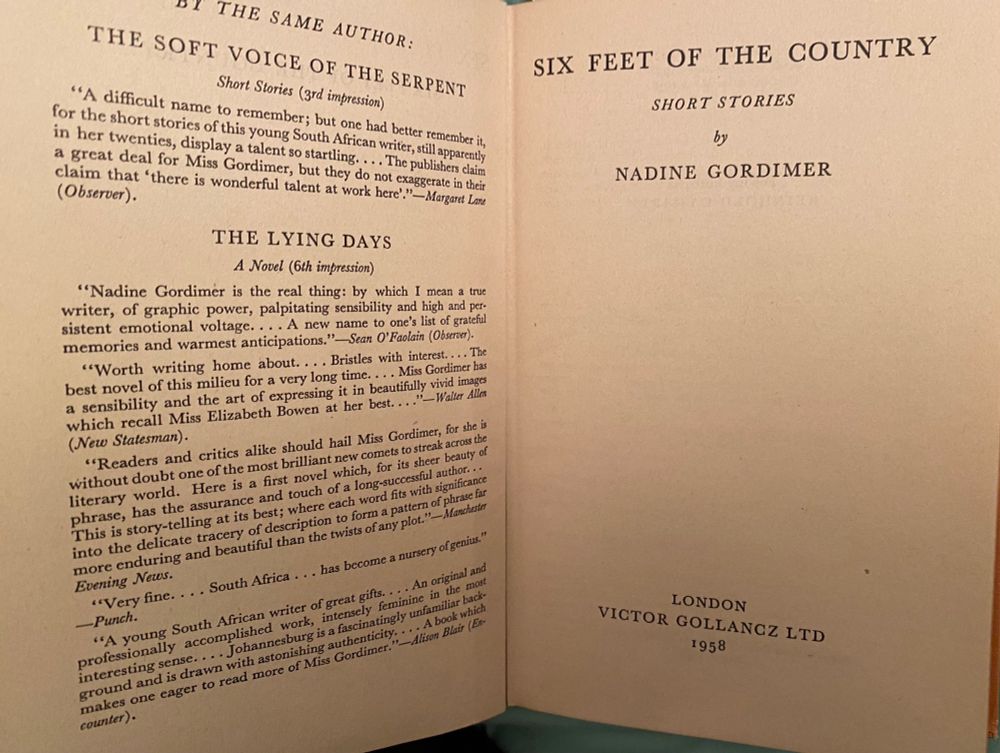 Title page of Six Feet of the Country