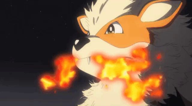 a close up of a cartoon character with fire coming out of its mouth