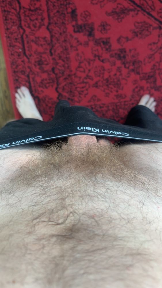 Calvin Cline underwear framing my untrimmed bush on a brutally cold winter morning.