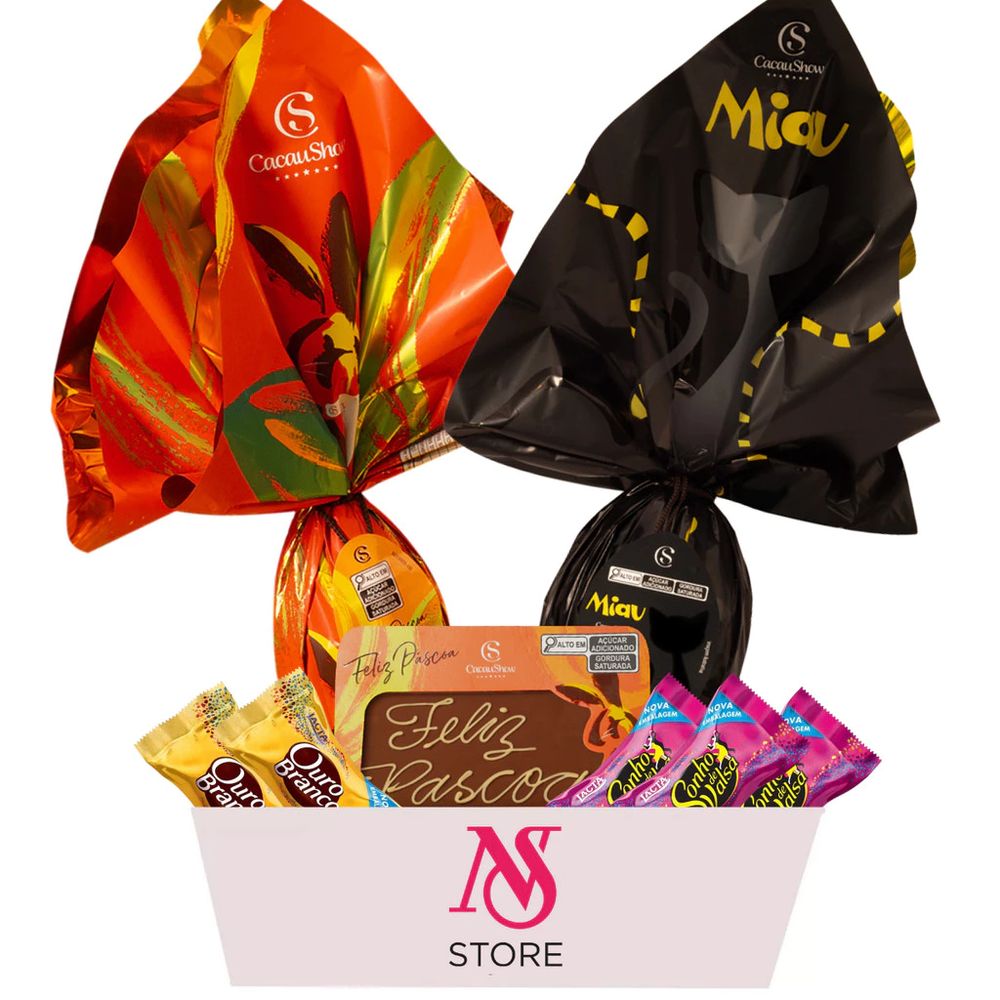 foto de Cesta com Ovos De Páscoa Chocolates Cacau Show para Presente em oferta na shopee.