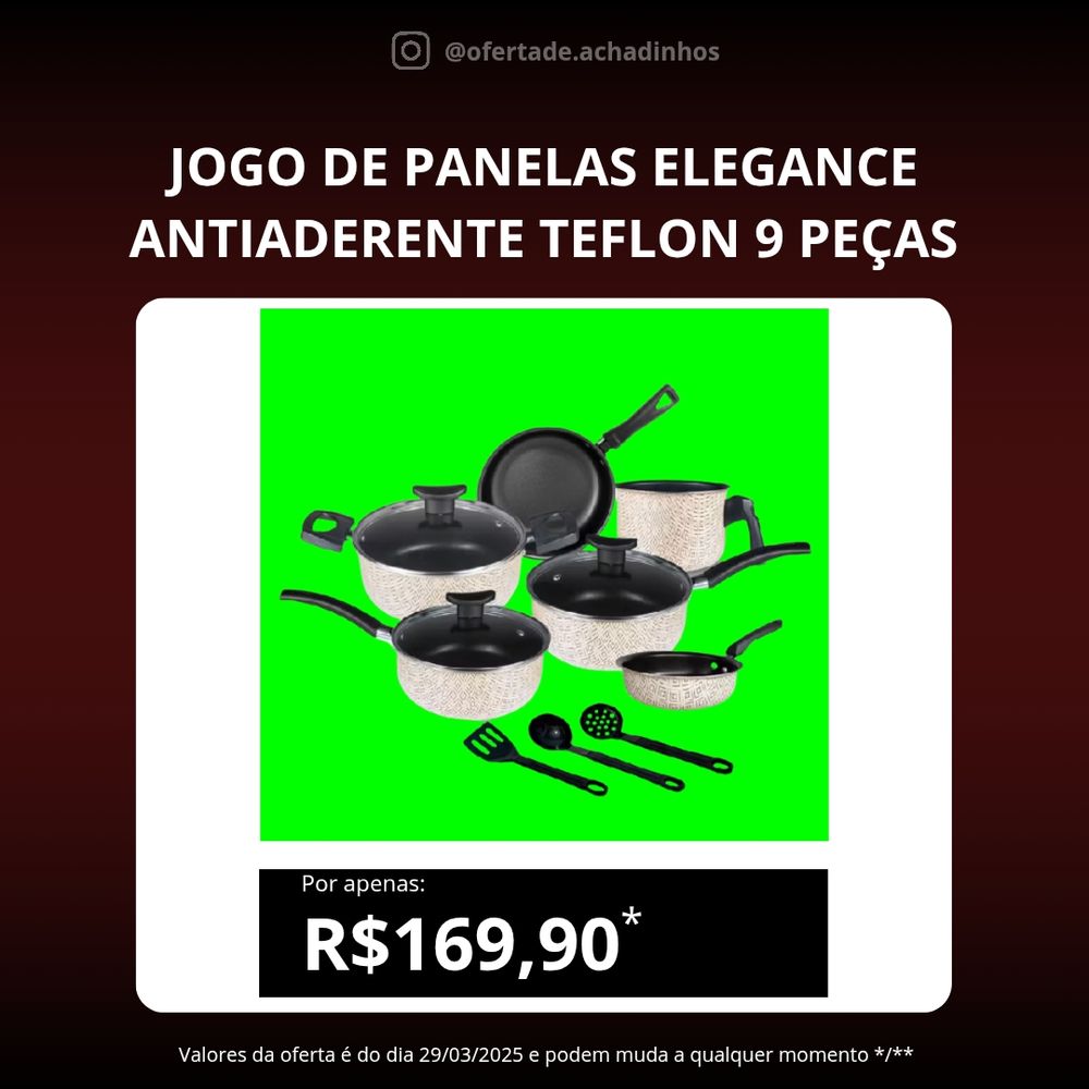 Foto de Jogo de Panelas Elegance Antiaderente Teflon 9 Peças Tampa Vidro em oferta na shopee. 