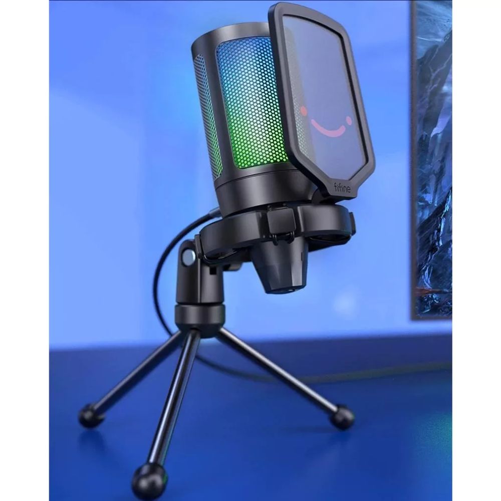 foto de Microfone Gaming USB Condensador A6V Fifine para PC, PS4, PS5, MAC com Pop-filtro em oferta na shopee.