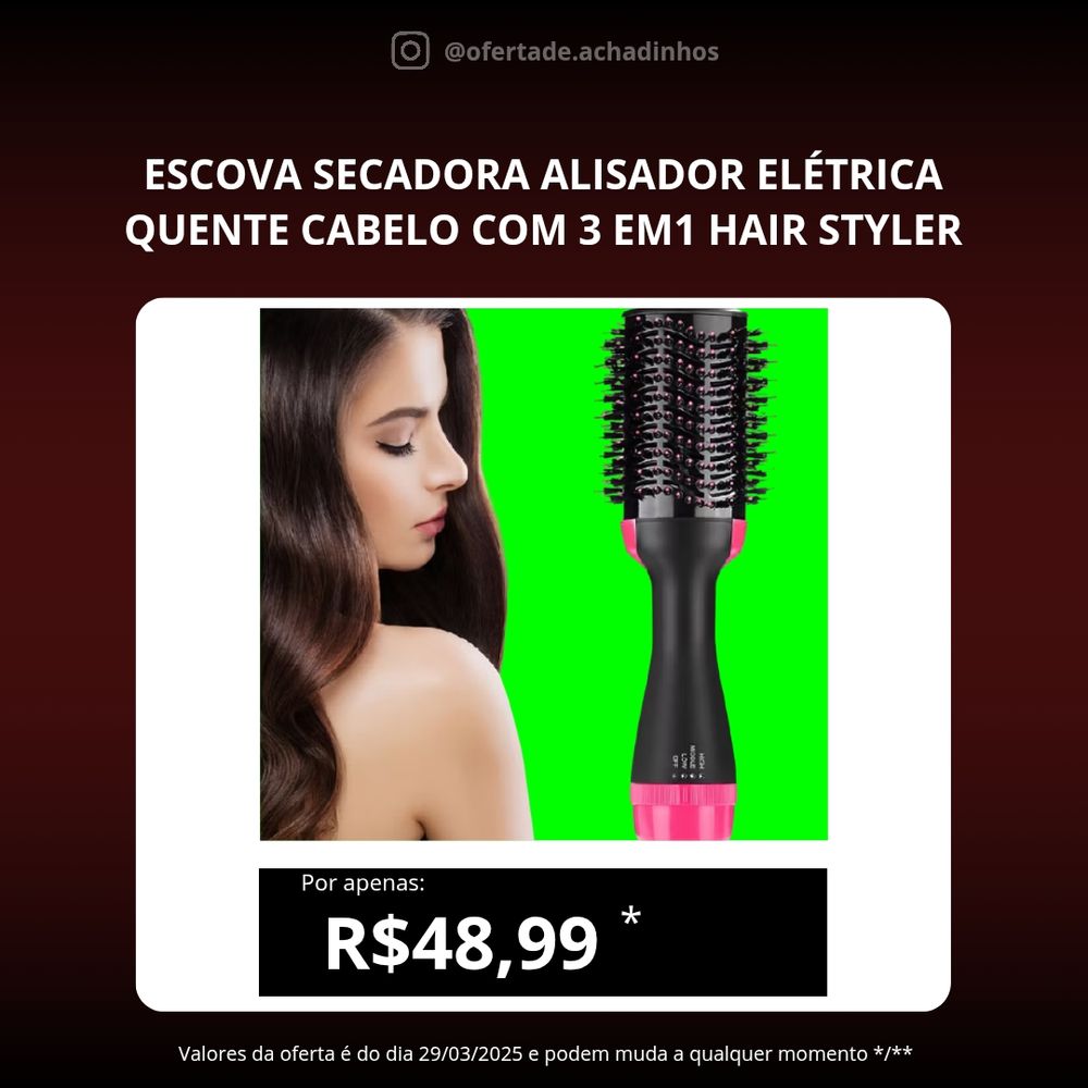 Foto de Escova Secadora Alisador Elétrica Quente
Cabelo Com 3 Em1 Hair Styler em oferta na shopee.
