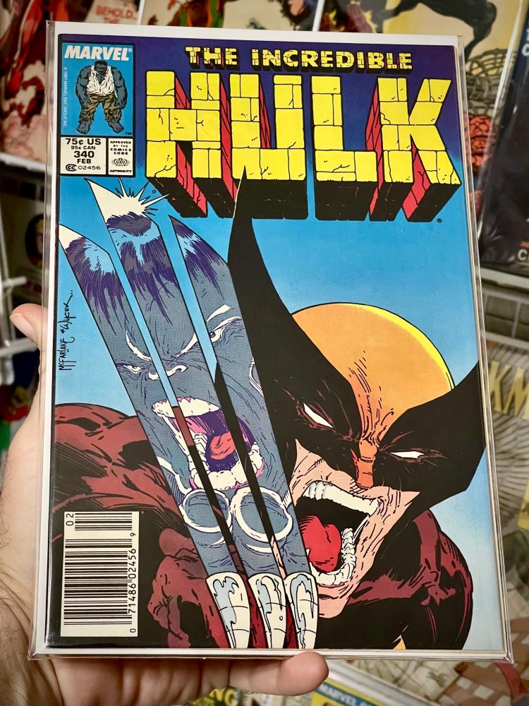 Incredible Hulk 340, 1987, classic Todd McFarlane Wolverine vs Hulk cover
🔥
Release:	Oct 20, 1987 
🔥
Creators
Writer	Peter David
Artist	Todd McFarlane
Cover Artist	   Todd McFarlane
Colorist	   Petra Goldberg-Scotese
Letterer	   Rick Parker
Editor	Robert Harras
Editor In Chief	Tom DeFalco