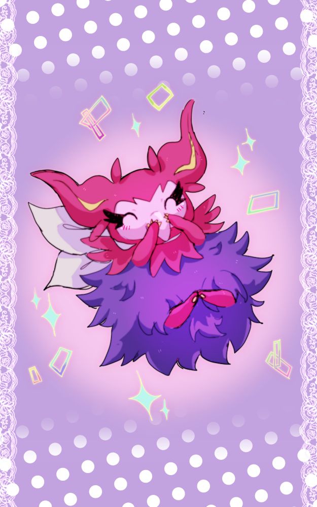 A shiny aromatisse grabbing at his beak bashfully;
9th gen sparkles are scattered around him.

He's wearing the 'Silk Scarf' Item.

Drew this because I found a random encounter spritzee the other day in Shield!

(Edit: AHHHh posted the wrong one ><;)