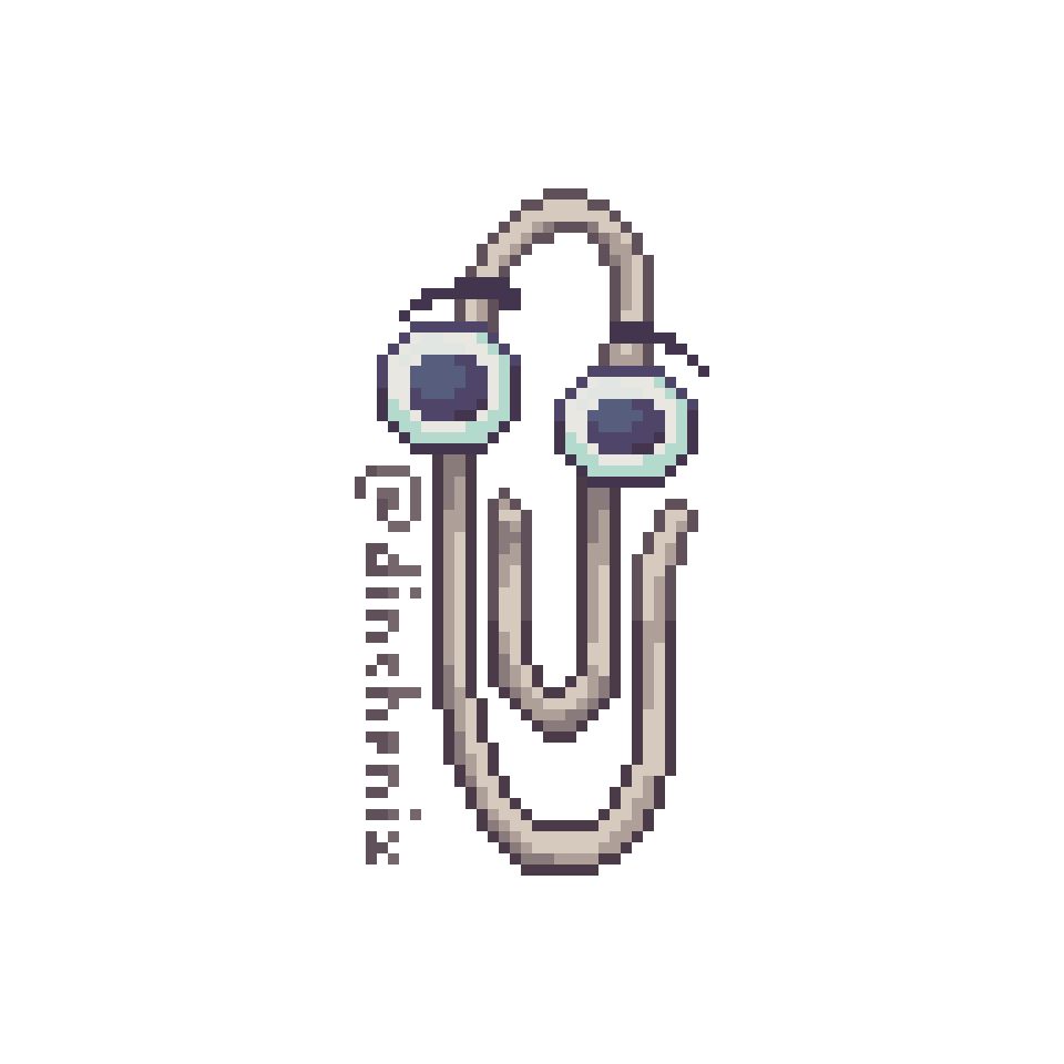 pixel art showing plain Clippy with transparent background