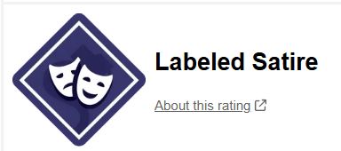 Labeled Satire logo from Snopes