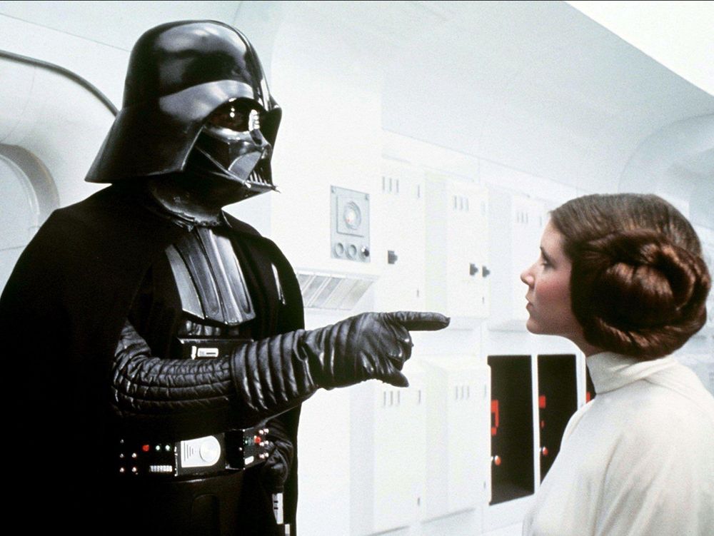 Darth Vader points at Princess Leia 