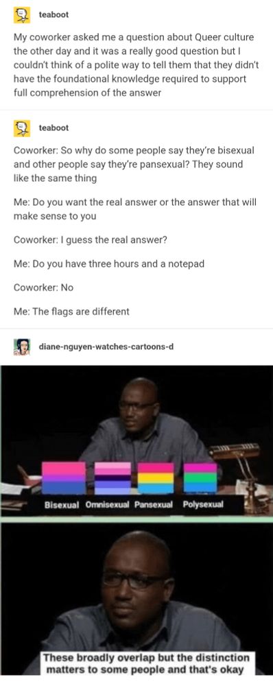 Bisexual Omnisexual Pansexual Polysexual These broadly overlap but the distinction matters to some people and that's ok