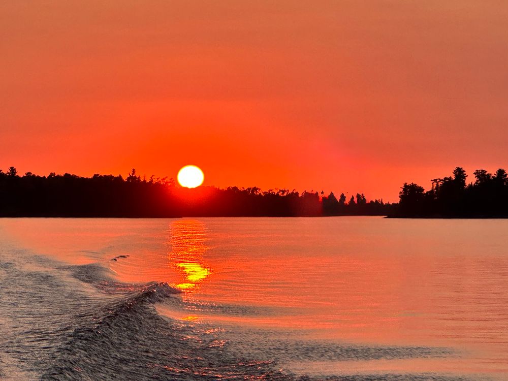 Sunset over Lake of the Woods in Ontario Canada.