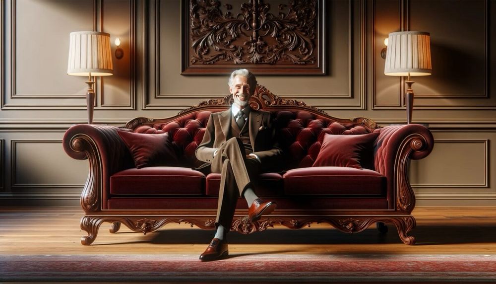 Ein deutscher Mann auf einem Sofa