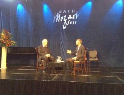 Alfred Brendel & Jonathan Cross on stage at the Bath MozartFest