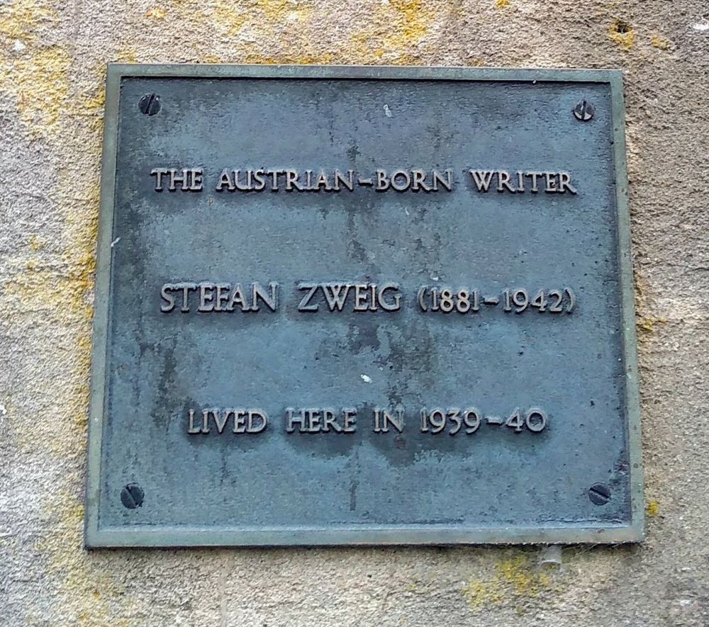 Plaque outside Zweig's house, Bath