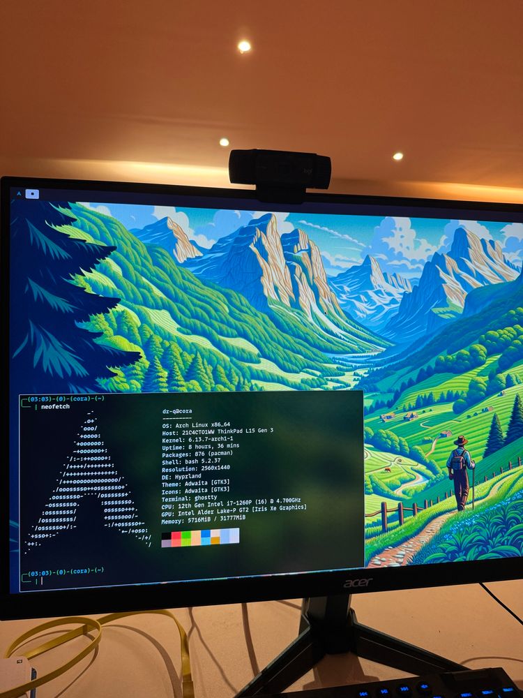 Arch linux desktop environment configured with hyperland 