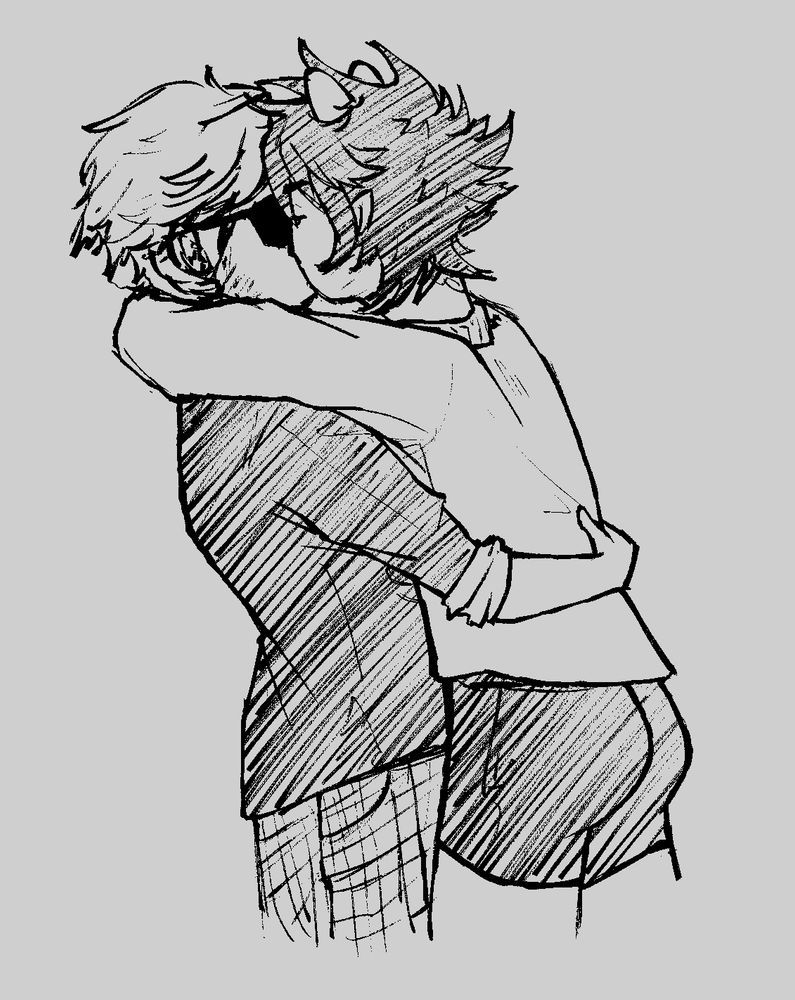 digital pen doodle of dave and karkat from homestuck beyond canon kissing