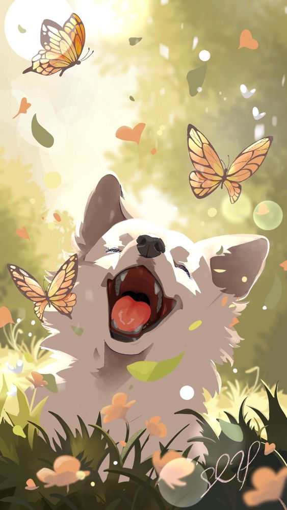 A drawing of my dog Trixie that I did as a phone background