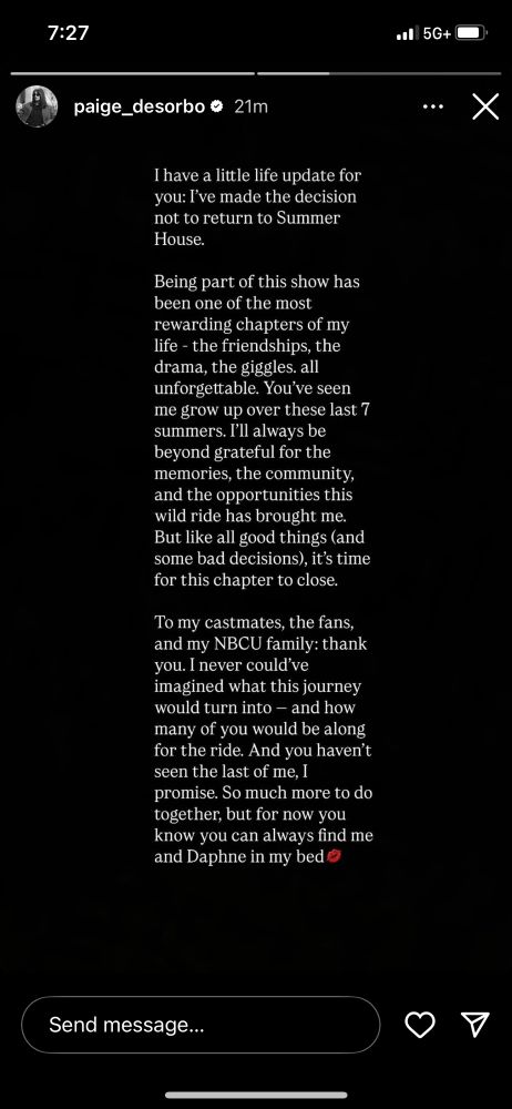 Paige DeSorbo announces her departure from Summer Hous