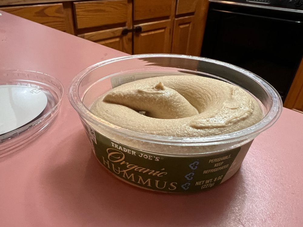 Trader Joe’s organic hummus. 