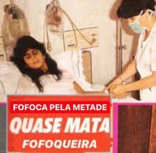 Meme com mulher no hospital, com frase dizendo "fofoca pela metade quase mata fofoqueira"