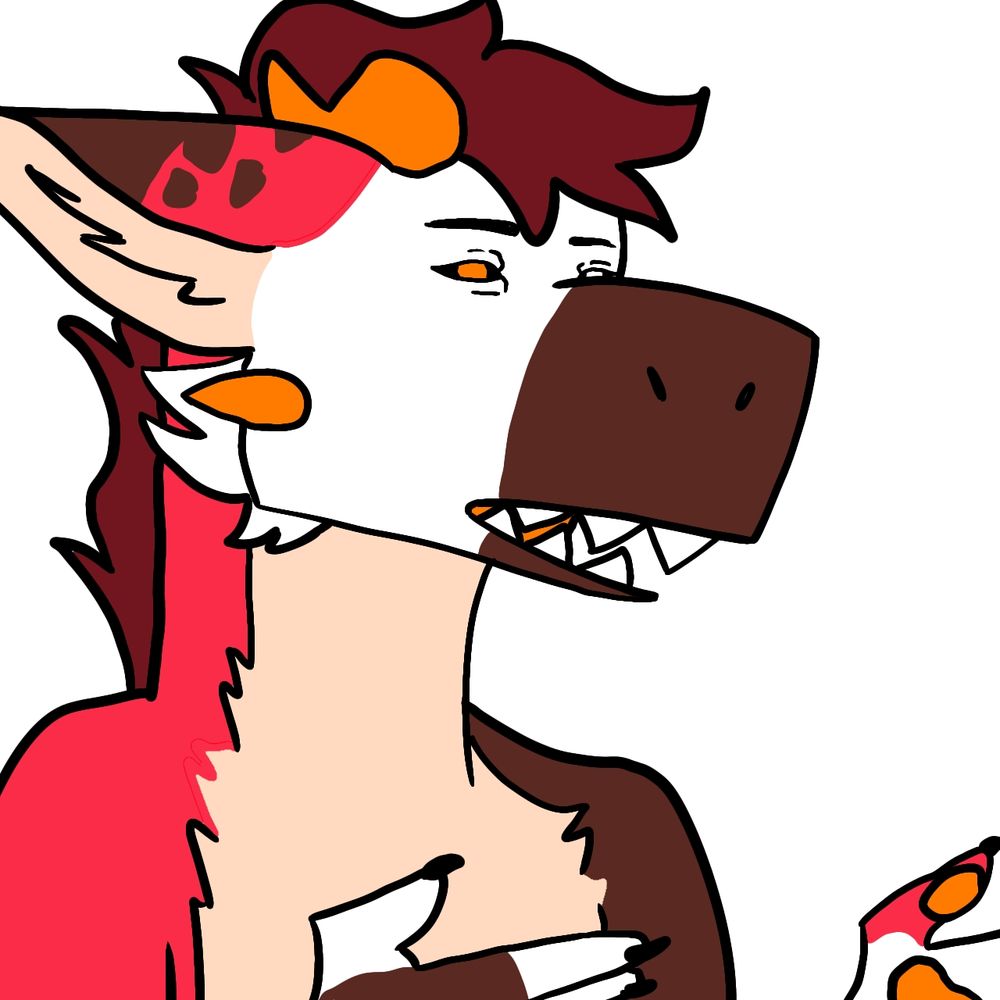 My fursona drake drawn with a silly expression on his face of pure confusion 