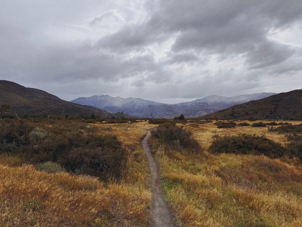 trail through the Torres del Paine back country