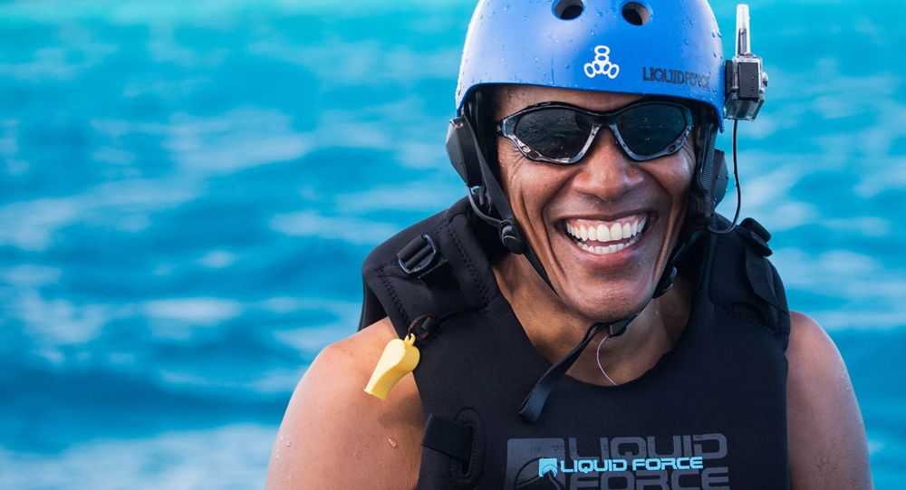 President Obama kitesurfing.