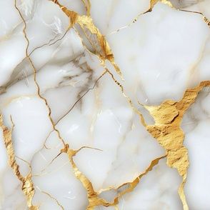 Gold-gilded white marble