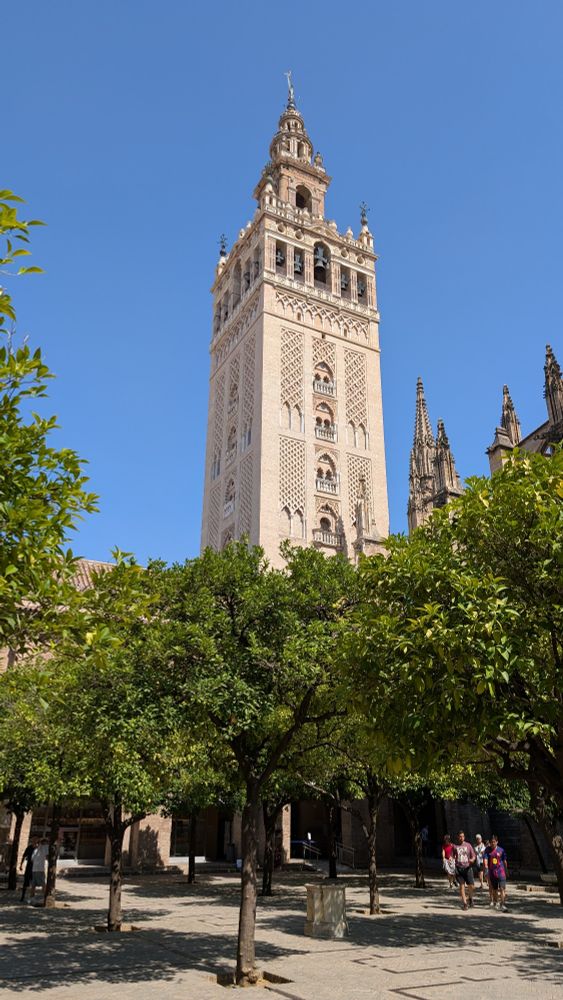 Giralda in Sevilla. First minarett of almohad mosque in 12th century. Later bell tower of cathedral.