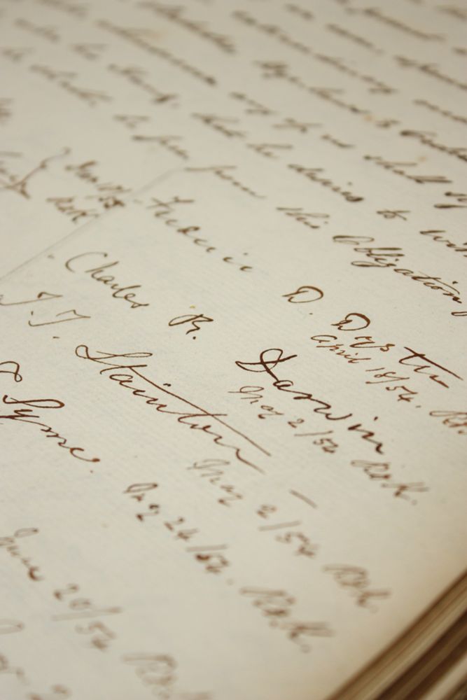Charles Darwin's signature on the Linnean Society Roll and Charter