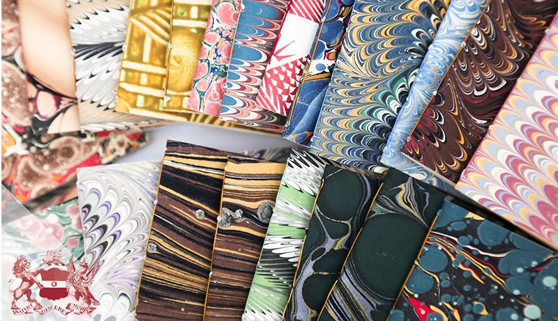 Selection of notebooks with marbled paper covers