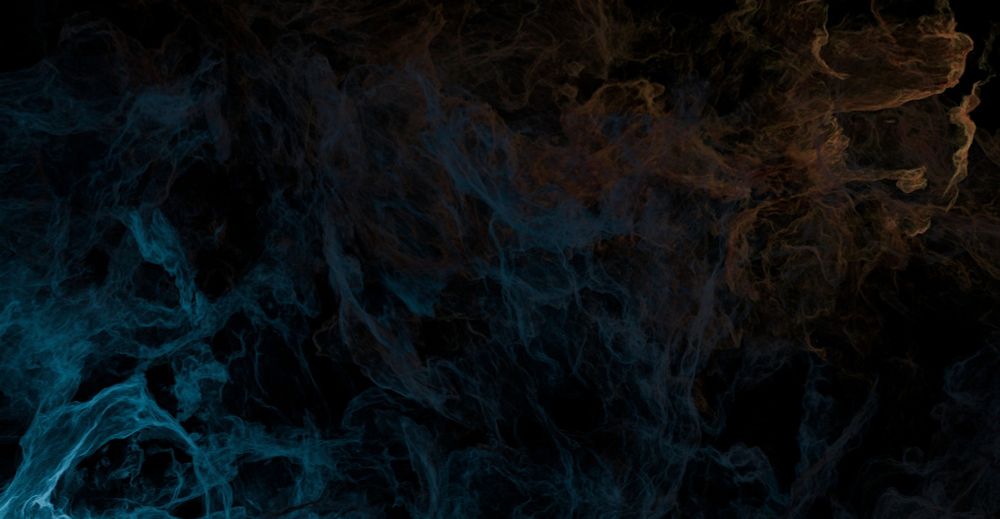 Galaxy-esque cloud of particles with opposing lights of orange and blue