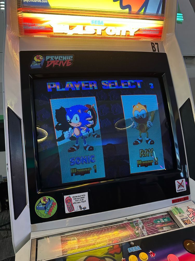 SegaSonic the Hedgehog arcade cabinet. 