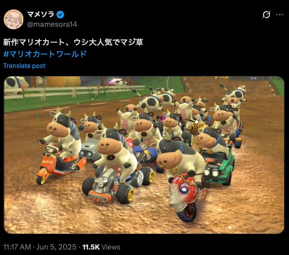 新作マリオカート、ウシ大人気でマジ草
#マリオカートワールド