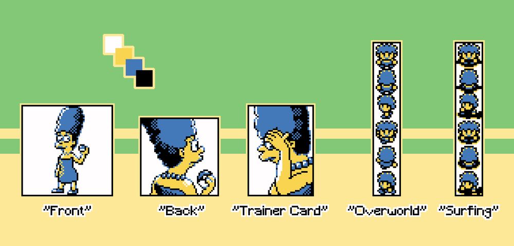 A sprite of Marge Simpson styled in old Pokemon GSC pixel art.