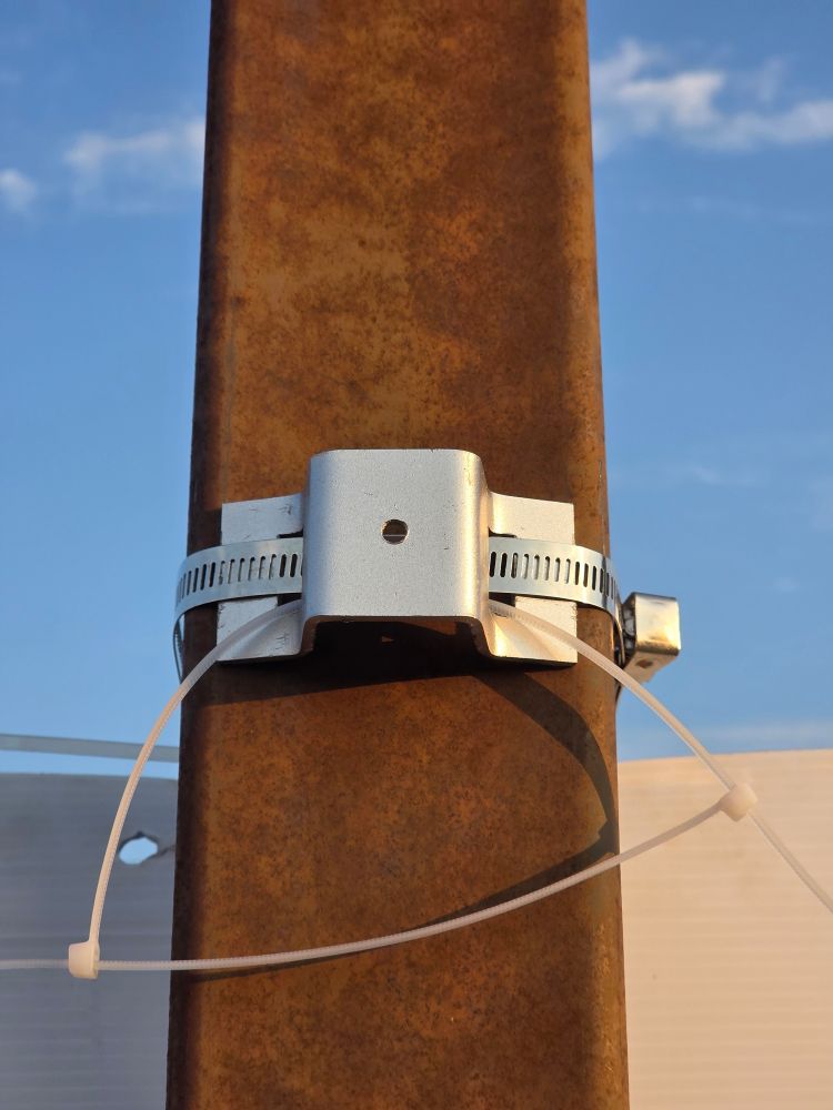 A photo of pole mount hardware.