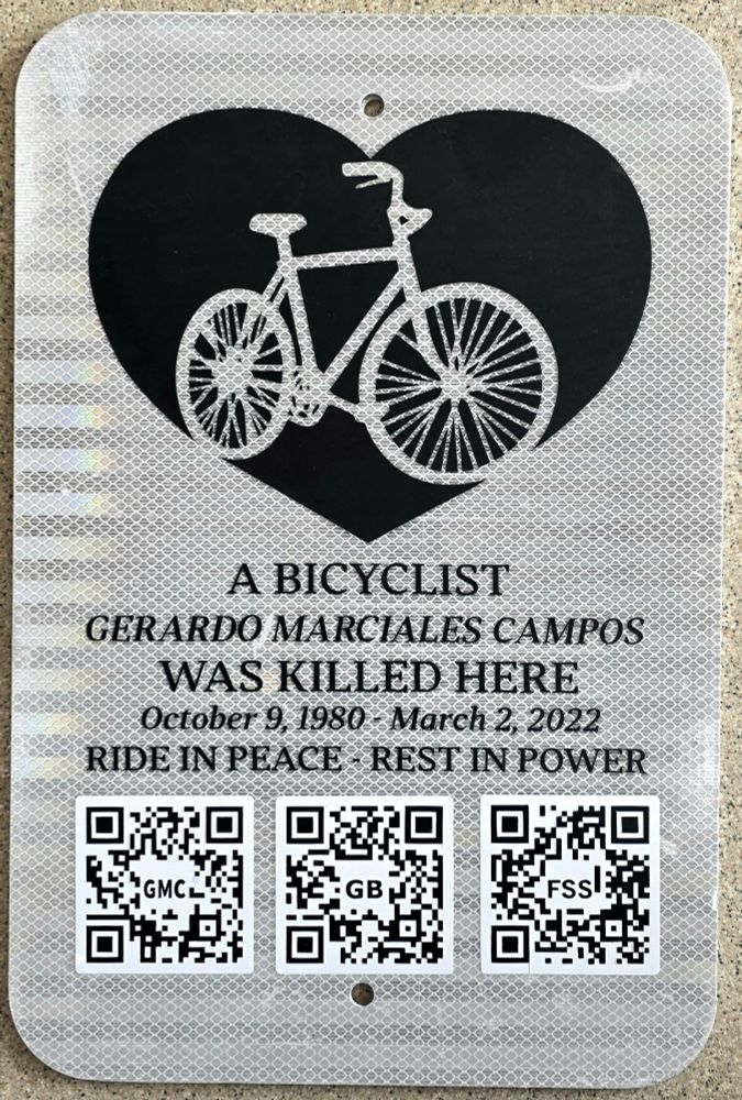 Photo of a ghost bike sign.