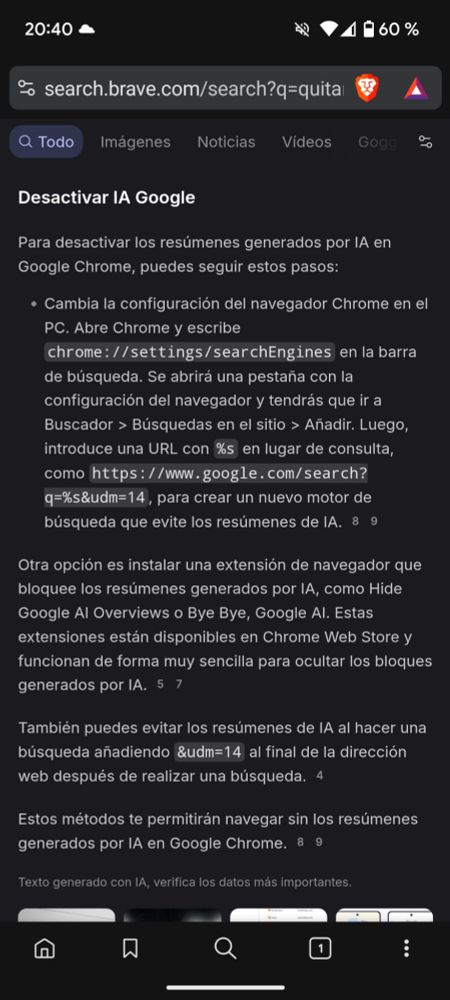 Descripción de como desactivar la IA de google