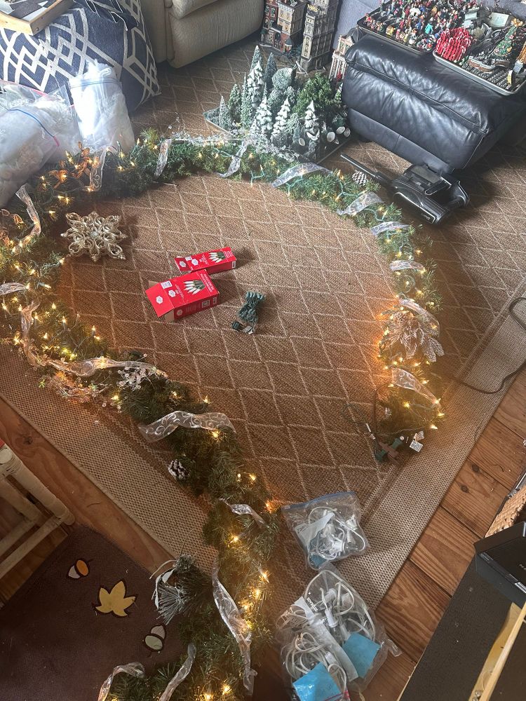 Always check the lights on garlands before put up, had to replace couple of strands on this one. (I always pick up strands on clearance after the holidays every year) 