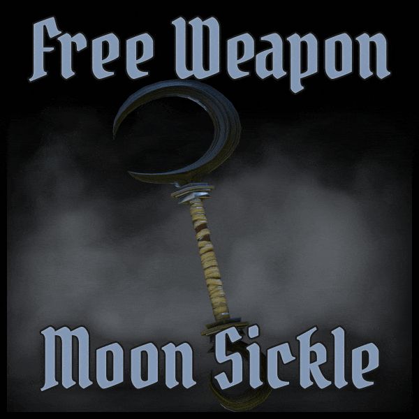 A gif of a rotating metal scythe.  Available for download for VRChat users.